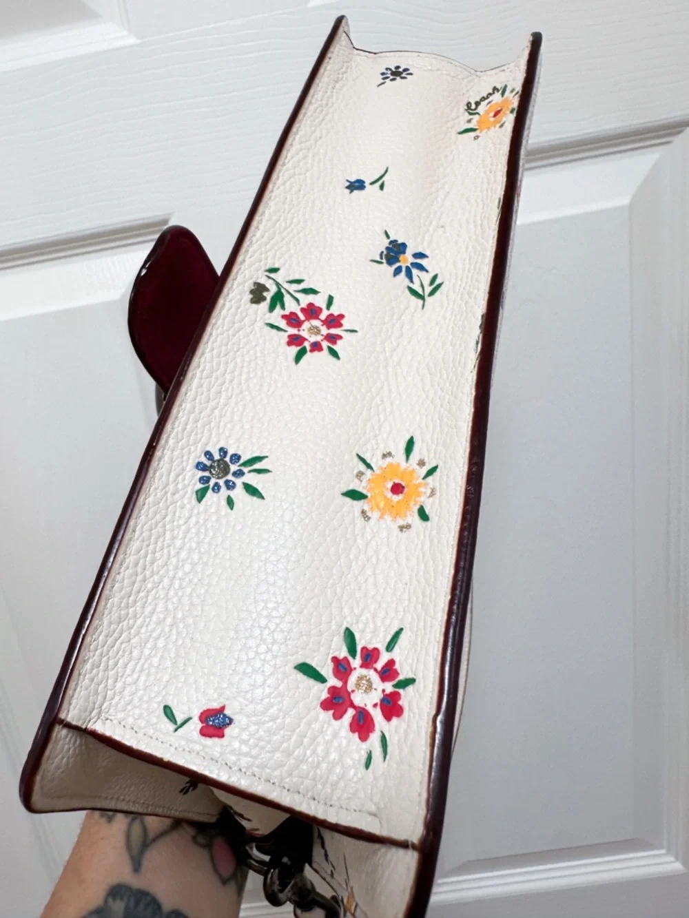 Coach Tabby 26 Wildflower Print Chalk Pebbled Leather Shoulder Bag - Picture 14 of 17